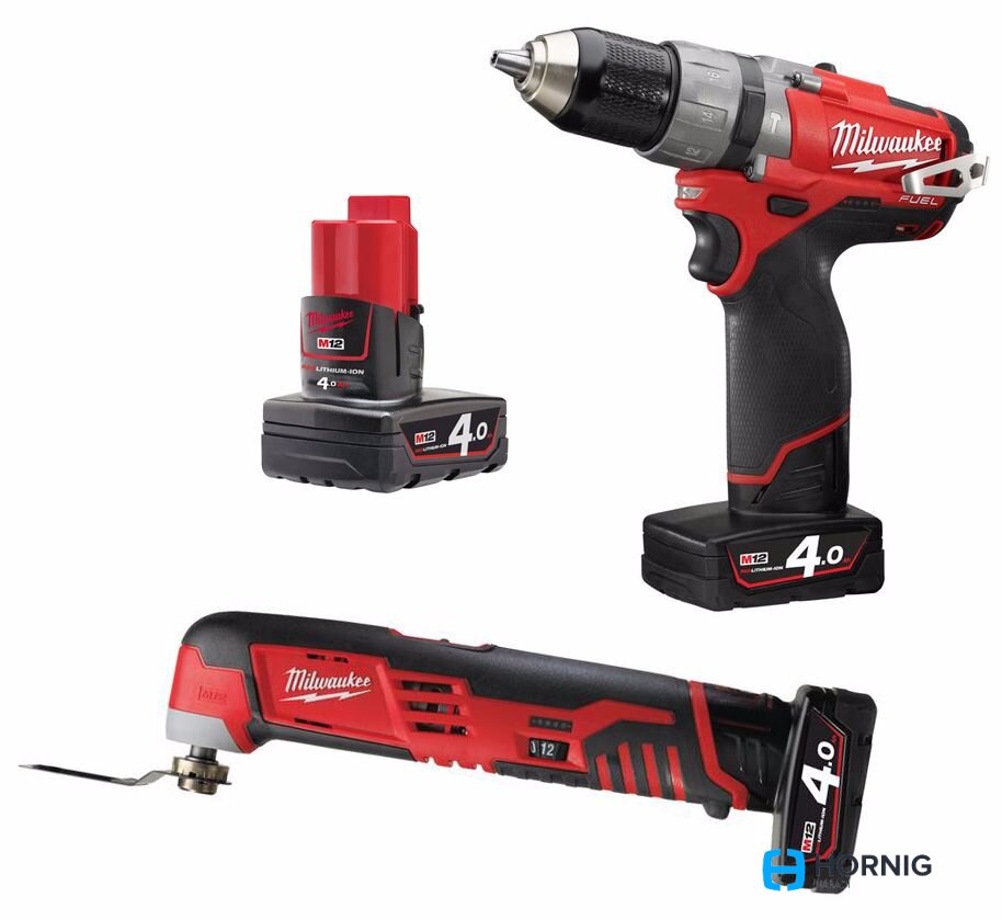 MILWAUKEE M12 CPD + C12 MT set aku strojů 12V/3*4Ah v kufru - Nářadí Hornig