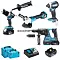 MAKITA DLX4158TJ aku sada 18V/3*5Ah, DTD153+DHP486+DGA513+DHR243, 2* MAKPAC (3 + 4)