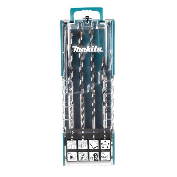 MAKITA E-15855 sada vrtáků TCT MULTIMATERIAL, 3-10mm, 8-dílná, válcová stopka