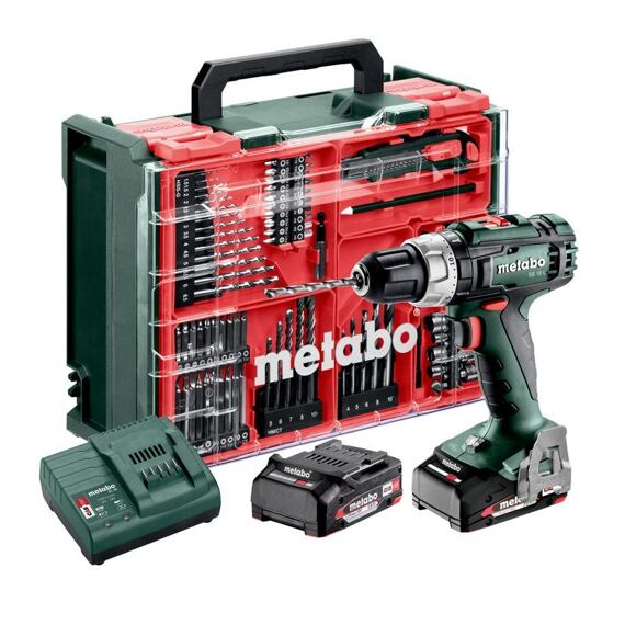 METABO SB 18 L set aku příklepová vrtačka 18V/2*2Ah, 50Nm, 450-1800 ot./min.,  mobilní dílna 78ks