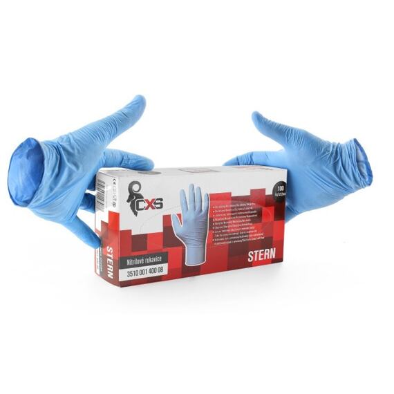 CXS rukavice pracovní STERN, jednorázové nitrilové, modré, vel.9, cena za 1ks