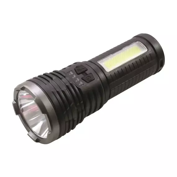 ruční aku svítilna LED COB, dobíjení USB