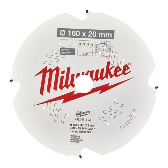 MILWAUKEE 4932471293 pilový kotouč 160*20*2,2mm, 4z, na cementovláknité desky