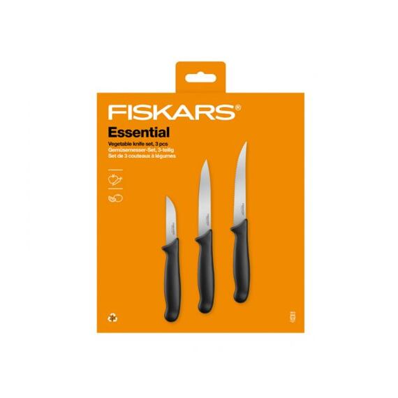 FISKARS 1065584 set kuchyňských nožů ESSENTIAL 3ks, (loupací, okrajovací, snídaňový)