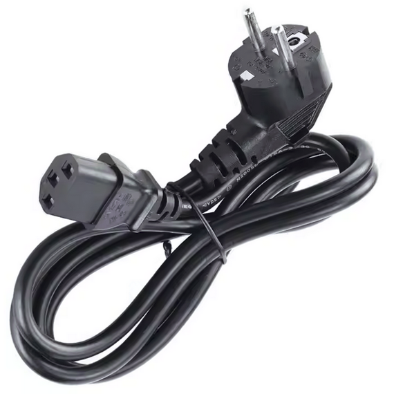 přívodní napájecí kabel IEC C13, 1.8m, H05VV-F 3G 0,75mm2, zahnutý