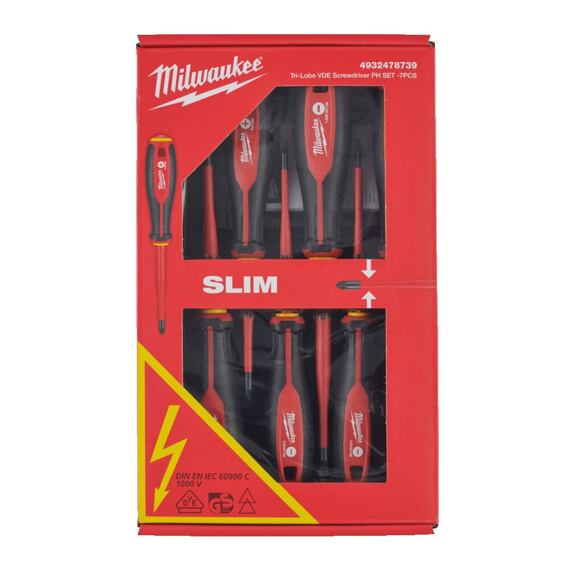 MILWAUKEE 4932478739 sada šroubováků elektro VDE1000V SLIM PL + PH + zkoušečka